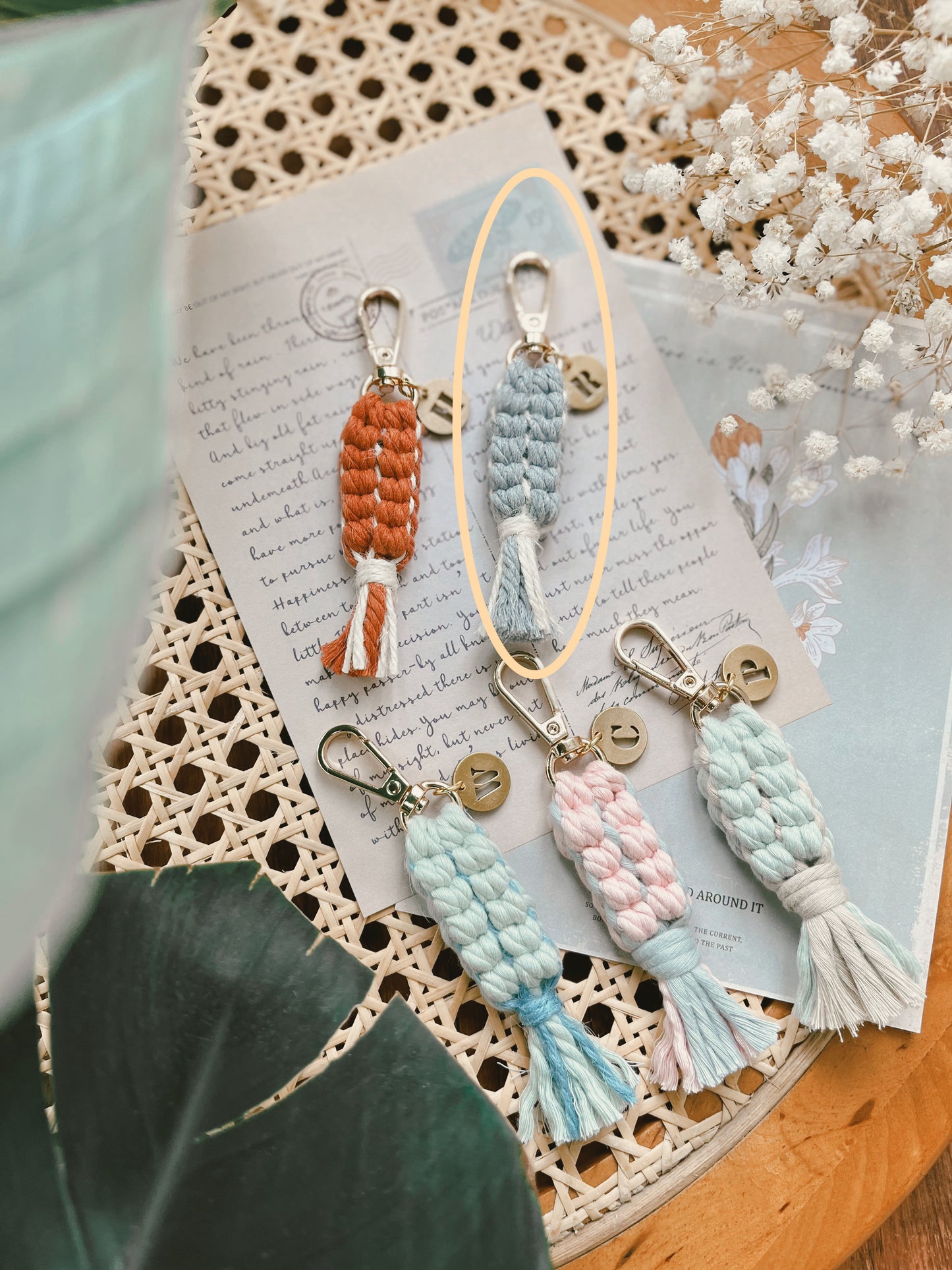 Keychain -Crush On You w/ White Hemp Rope