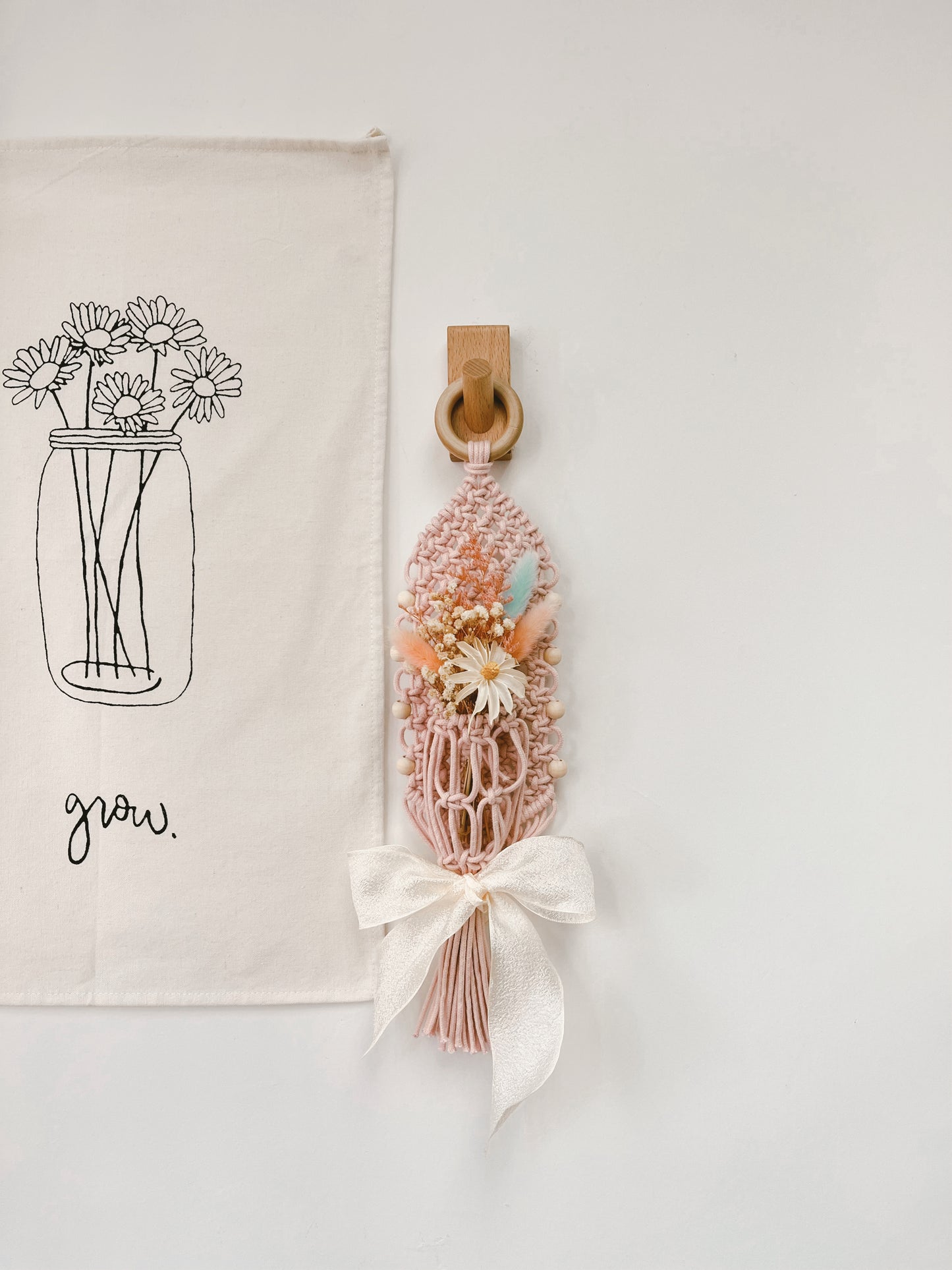 Flower Hanging w/ Wooden Beads