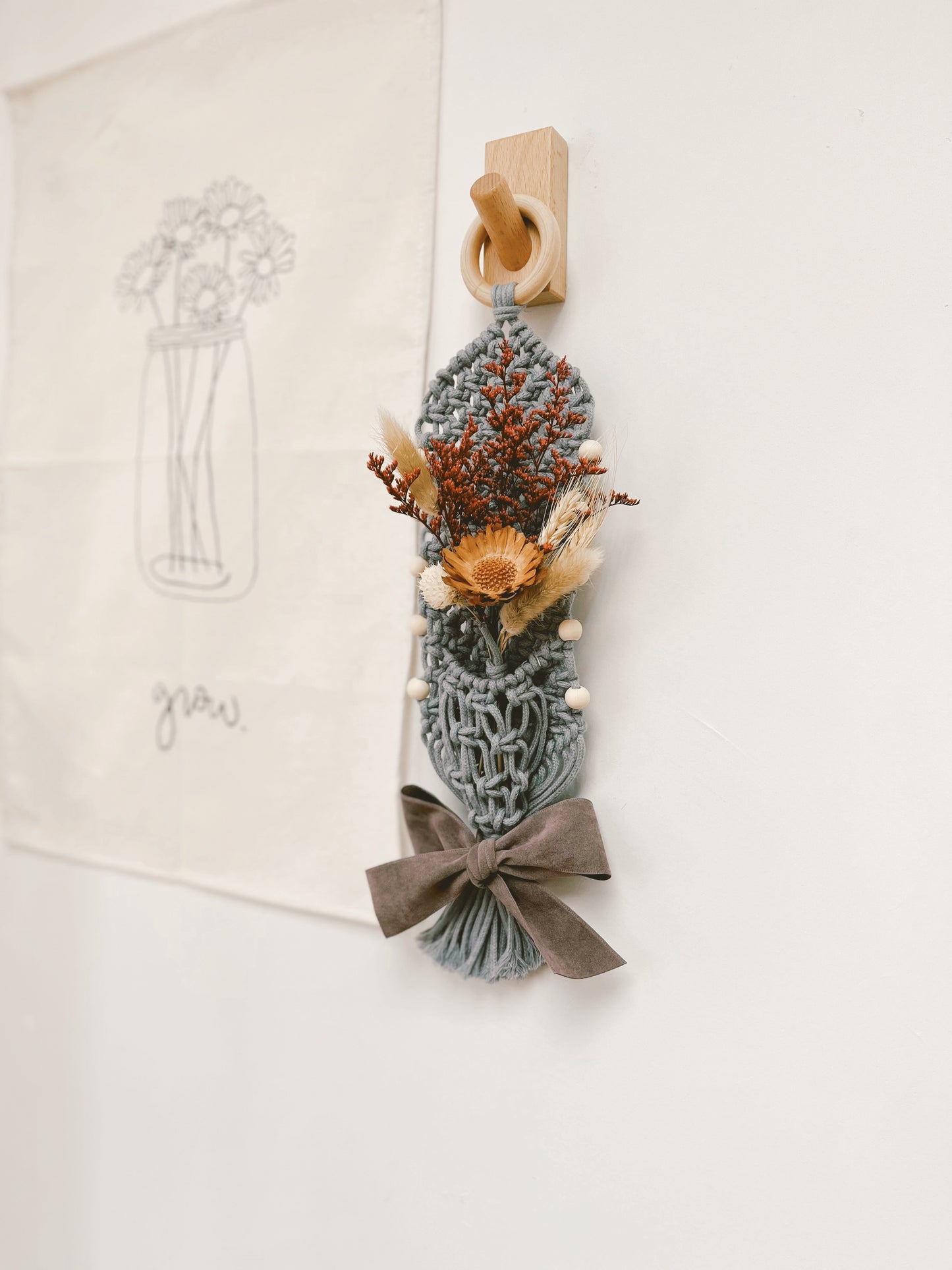 Flower Hanging w/ Wooden Beads
