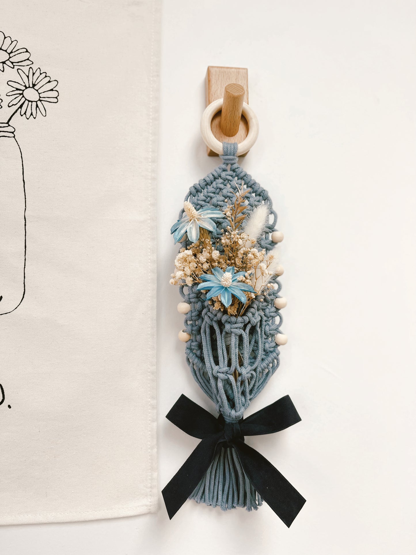 Flower Hanging w/ Wooden Beads