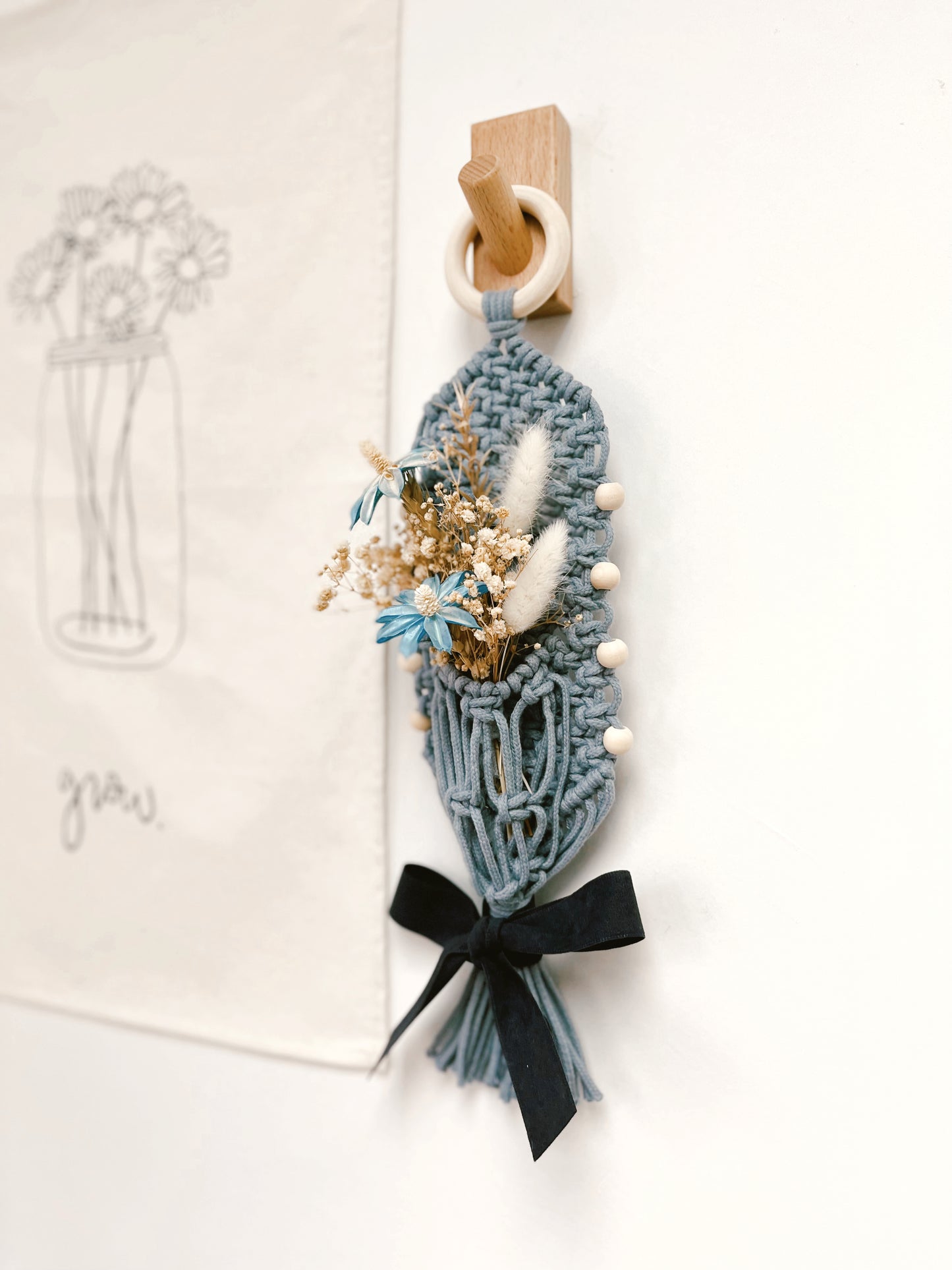 Flower Hanging w/ Wooden Beads