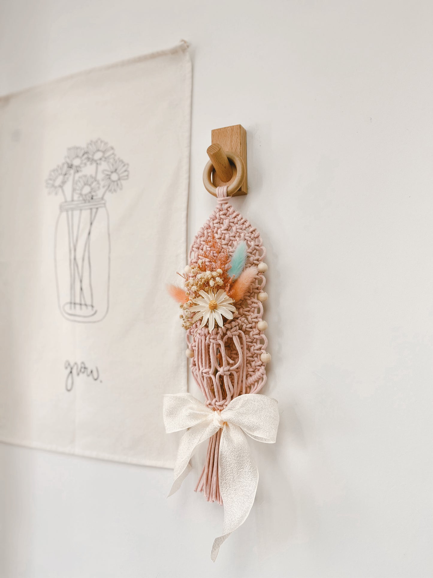 Flower Hanging w/ Wooden Beads