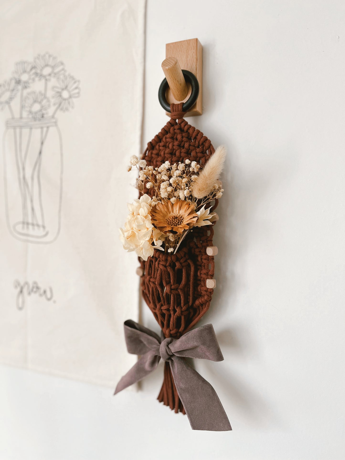 Flower Hanging w/ Wooden Beads